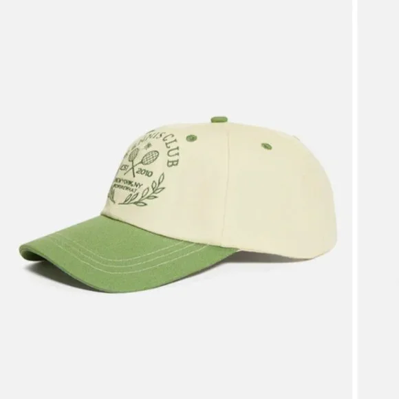 NWT WeWoreWhat Women’s Tennis Club Cotton Hat Court Green & Wheat OS - Picture 3 of 9